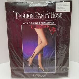 VTG Fashion Panty Hose with Flocking and Rhinestones SEALED
